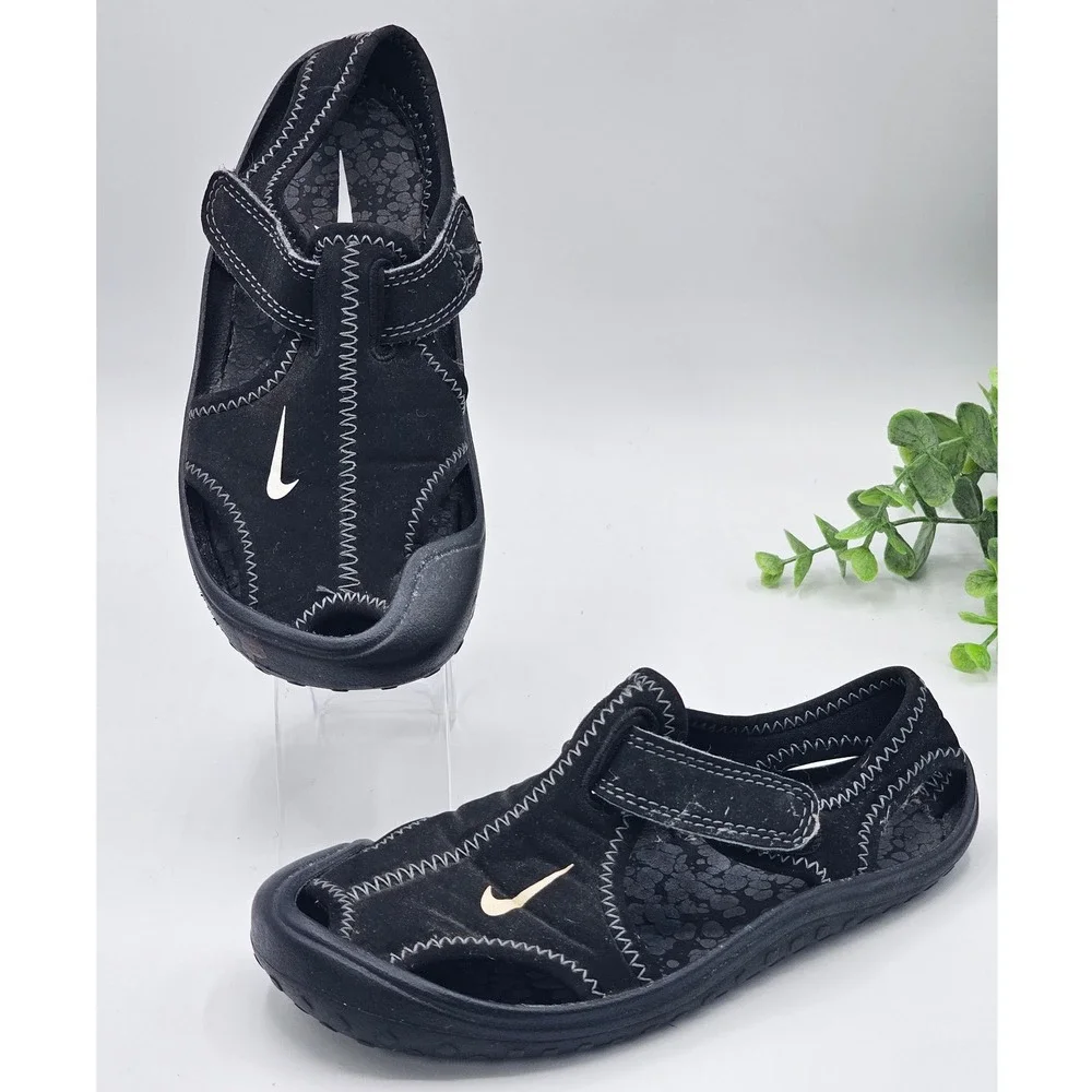 Nike Kids Water Shoes 10.5C Adjustable Strap Black Outdoors Swim Beach‎ Vacation